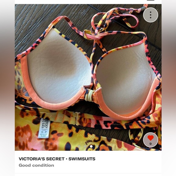 vintage PINK Victoria’s Secret orange/yellow cheetah print bikini, size small - Picture 3 of 4